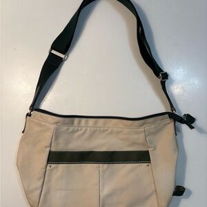 Stylish Cream and Green Women's Bag